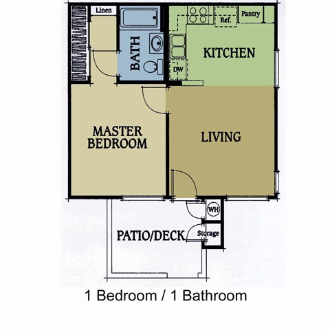 Floor plan for 1 bed, 1 bath, 556 sqft